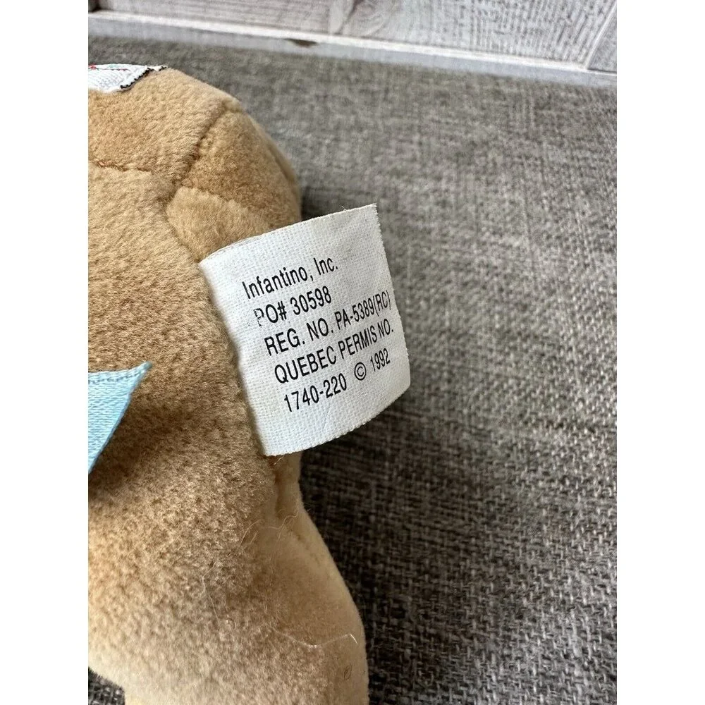 Infantino It's a Boy Brown Teddy Bear Stuffed Plush Blue Ribbon